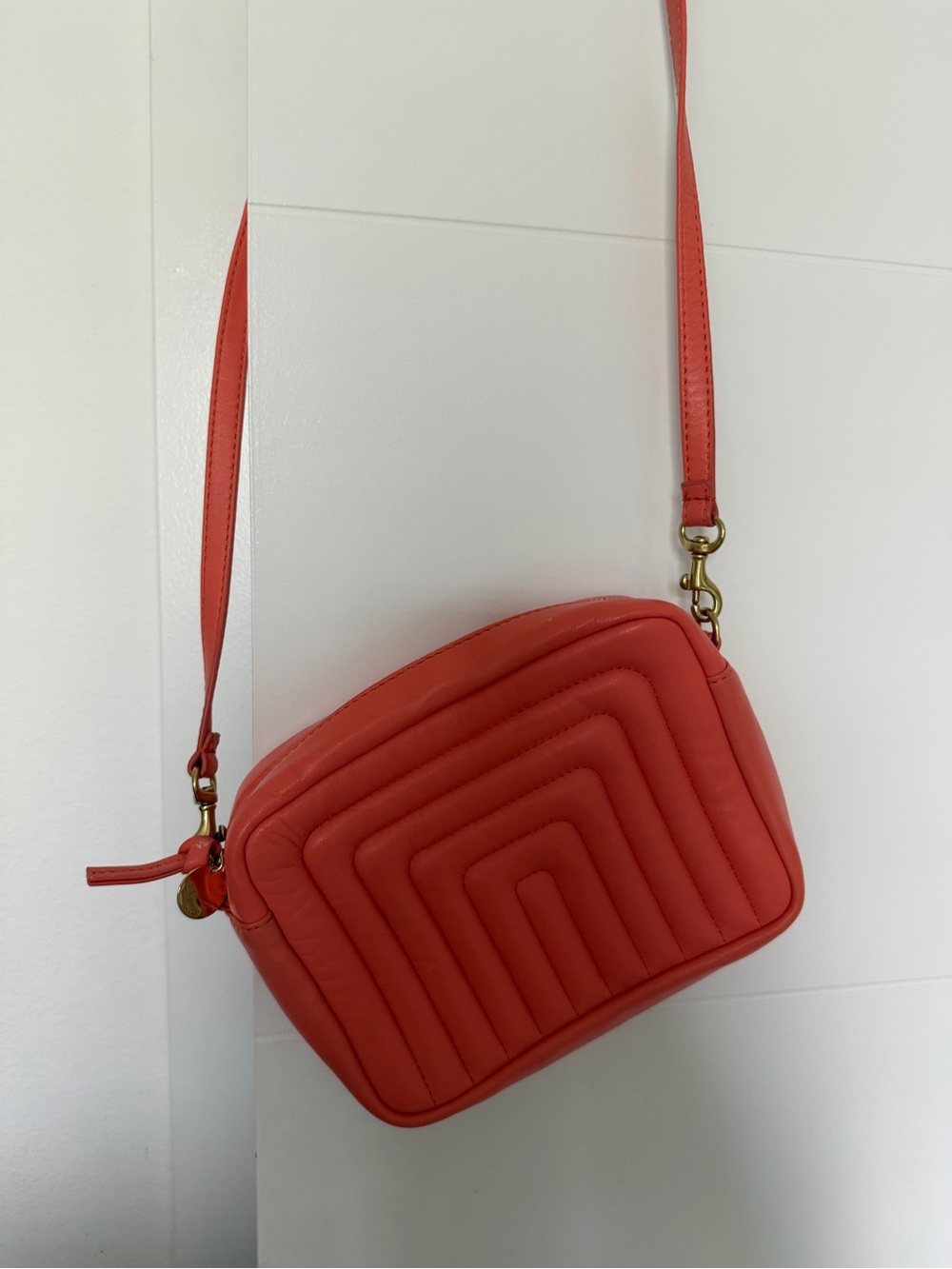 Clare V Quilted Crossbody Handbag in Coral - Picture 2 of 5